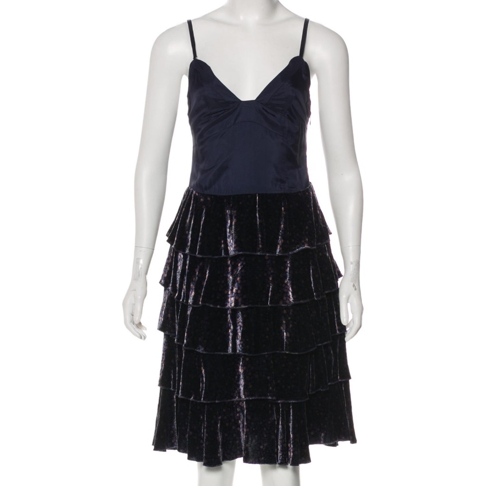 NEW Marc Jacobs Velvet Navy Tiered Dress
